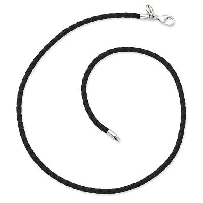 Sterling Silver Reflection 3MM Black Leather Bead Necklace, 18