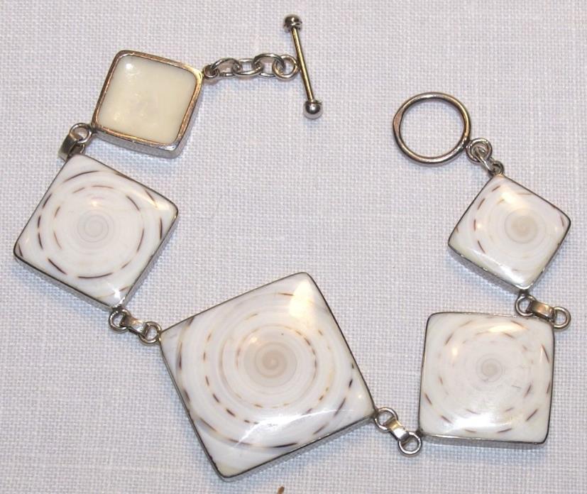 Sterling Silver and Shell Bracelet 7-1/4