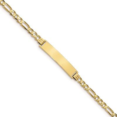 10K Yellow Gold Figaro 6 MM Engravable ID Plate Bracelet MSRP $470
