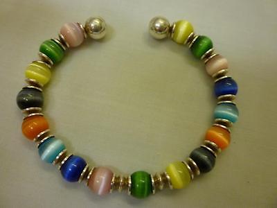 J31 Vintage Sterling Bracelet with Colorful Glass Beads.