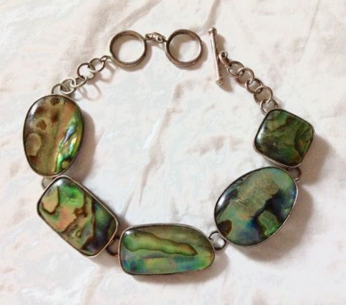 Sterling Silver 925 LUC Multi Shape Abalone Link 8