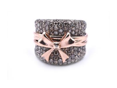 14k Rose Gold and White Gold Levian Diamond Bow Ring
