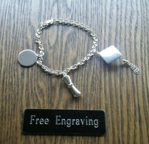 FREE ENGRAVING (PERSONALIZED) Sterling Silver Charm Bracelet Graduation