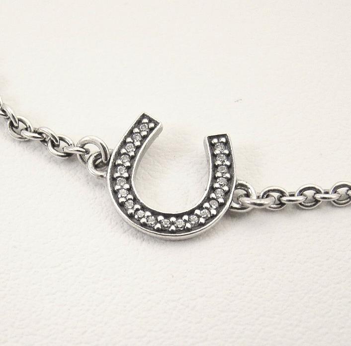 New Sterling Silver Pandora Symbol of Luck Horseshoe Bracelet Small 590507CZ16