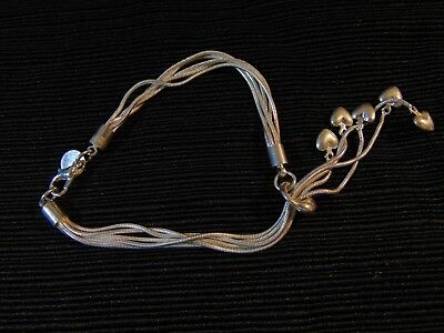 STERLING SILVER 5 STRAND  BRACELET WITH HEARTS