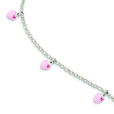 .925 Sterling Silver Children's Enameled Heart Bracelet, 6 MSRP $62