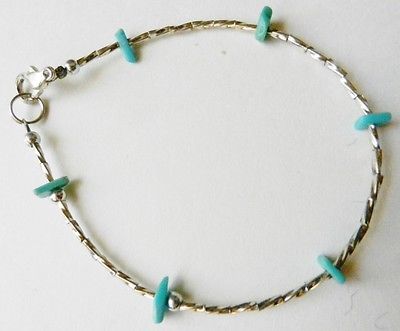 OOAK-Vintage NEW Liquid Silver & Turquoise Bracelet-7