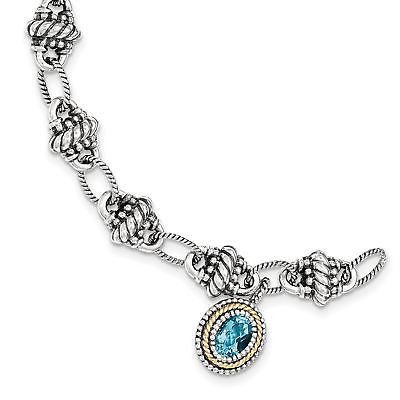 Shey Couture 925 Sterling Silver Gold-Tone Accent Swiss Blue Topaz Bracelet