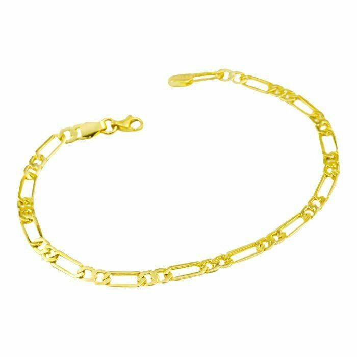 Handmade Curb Links Unisex Men's Women's Chain Bracelet in Solid 14K Yellow Gold