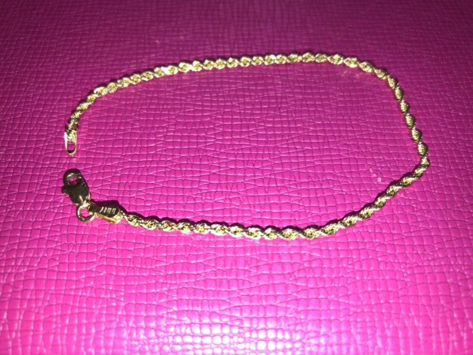 10k yellow gold diamond cut rope bracelet