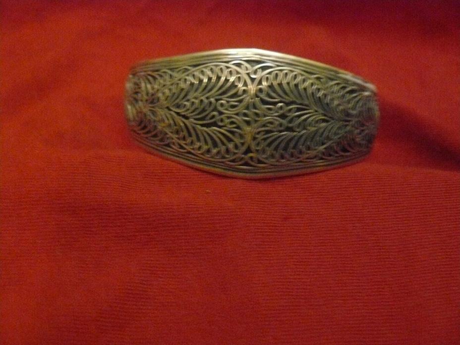 antique EARLY 1900's STERLING FILIGREE CUFF 1 3/16 wide AT TOP