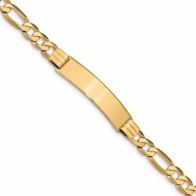 14K Yellow Gold Figaro 10 MM Engravable ID Bracelet, 8