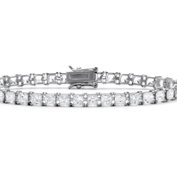 Sterling Silver .925 Princess-Cut Cubic Zirconia Tennis Bracelet