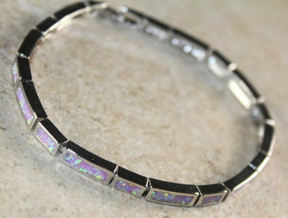 Silver Elegant Pink Mystic Fire Opal Bracelet WB20304