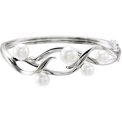 Sterling Silver Freshwater Cultured Pearl Bangle 6.5