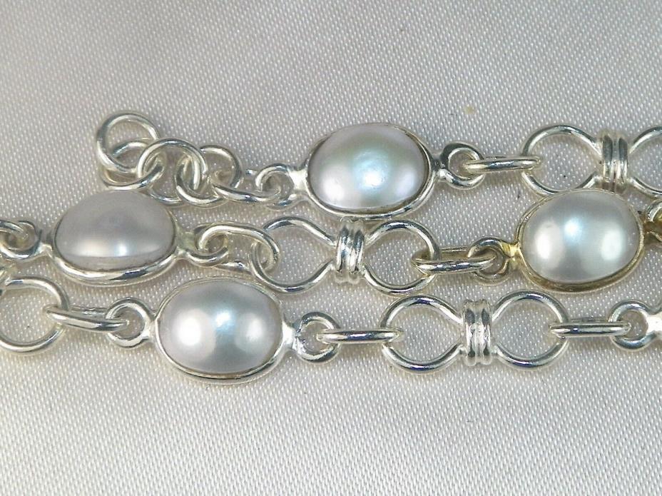 Sterling Silver .925 Cultured Pearl Bracelet -8.25