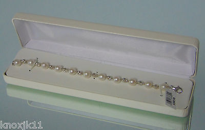 NEW 11 Fresh Water Cultured Pearl BRACELET Sterling Silver Swirl Cut Beads 7.5
