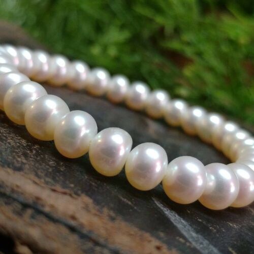 Cream Tone Cultured Freshwater Pearl STRETCH Bangle Bracelet Mermaid Bling