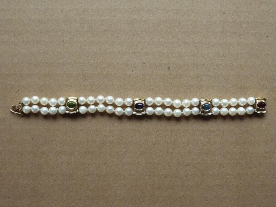 C.P. 14 K YELLOW GOLD & PEARLS 6 3/4