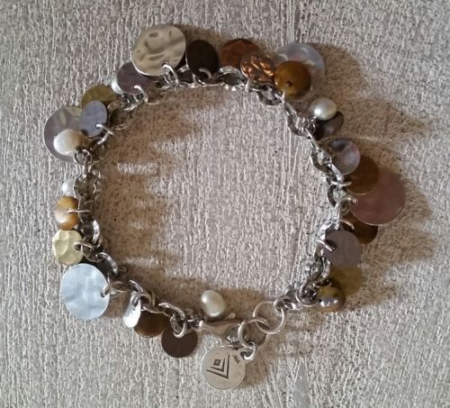 SILPADA STERLING SILVER BRASS, COPPER, PEARL CHA CHA BRACELET -  B1853