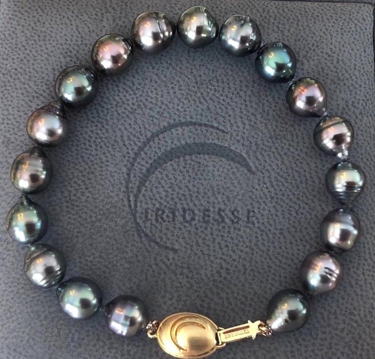 TIFFANY and CO ~ IRIDESSE ~  Black TAHITIAN Pearl 18K Yellow Gold Bracelet $4000