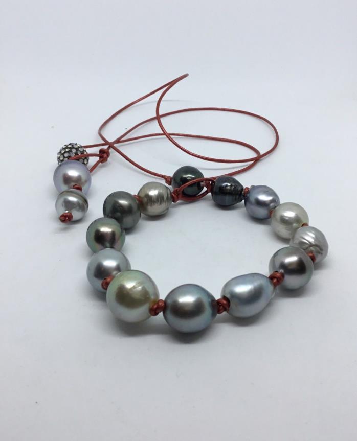 Genuine Tahitian pearl bracelet and necklace