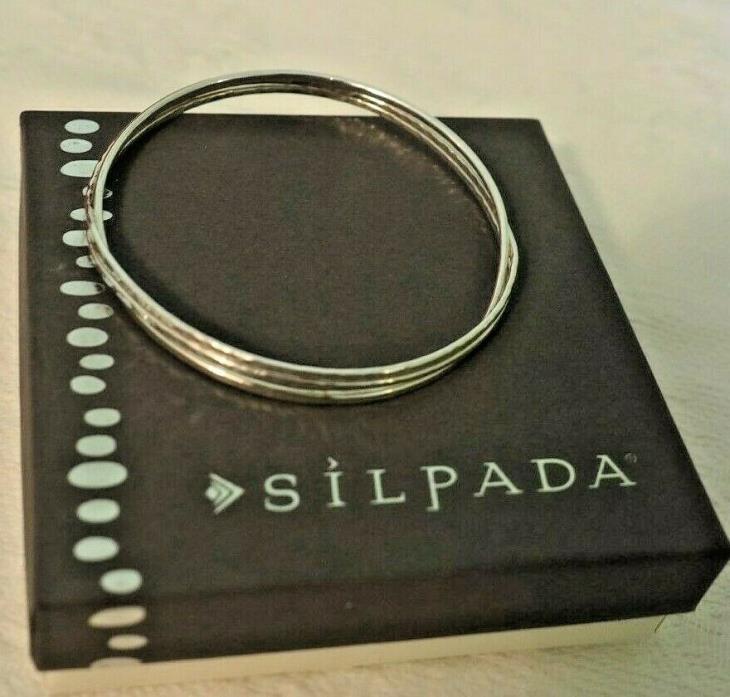 Silpada 'Interlace' Cut-Out Bangle Bracelet in Sterling Silver, 2-1/2