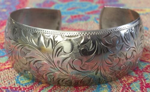 Antique Art Nouveau Floral Sterling Silver Bracelet Flowers