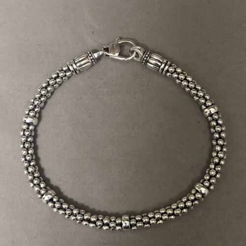 LAGOS 925 Sterling Silver Caviar Beaded Rope Bracelet, 4mm