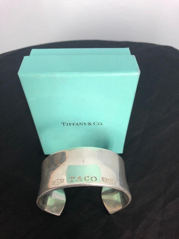TIFFANY & CO 925 T&Co 1837 Wide Cuff Bracelet Sterling Silver