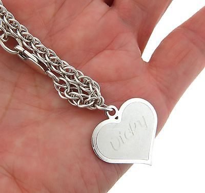 Sterling Silver Heart Charm Bracelet 5mm 7.5