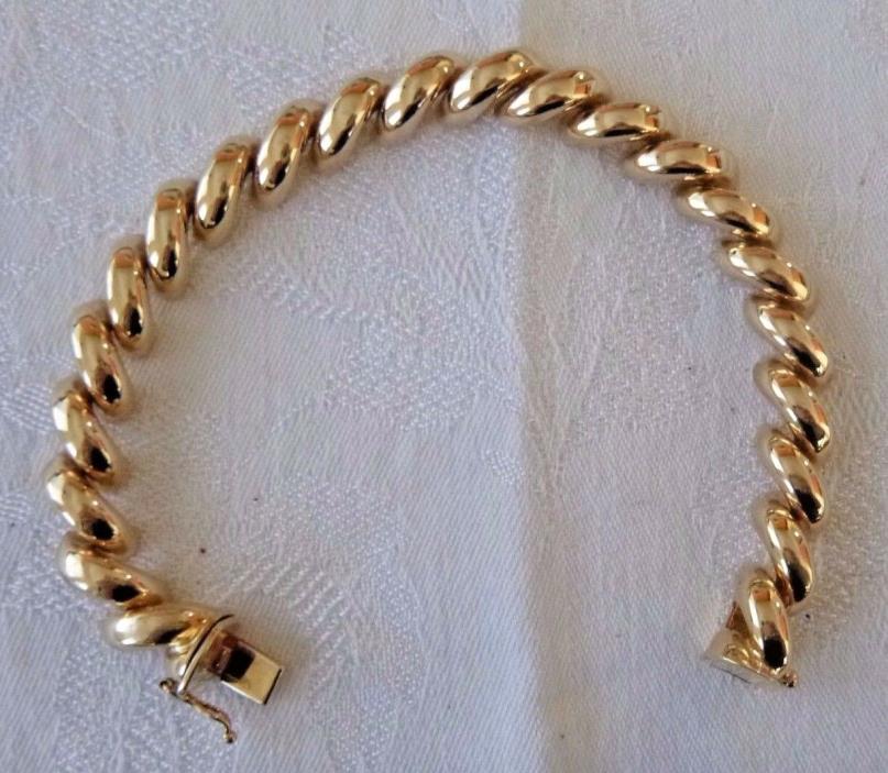 14K Yellow Gold Bracelet Closed Half-Circle Links Signed 