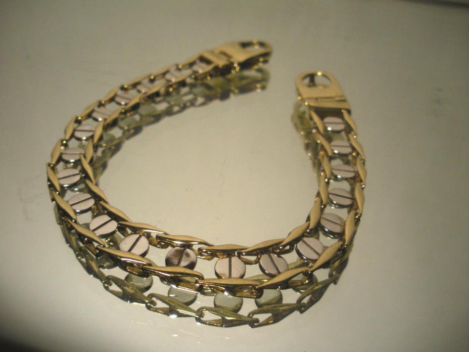 Heavy 19.1g 10k Two Tone Gold Bracelet 8 1/4