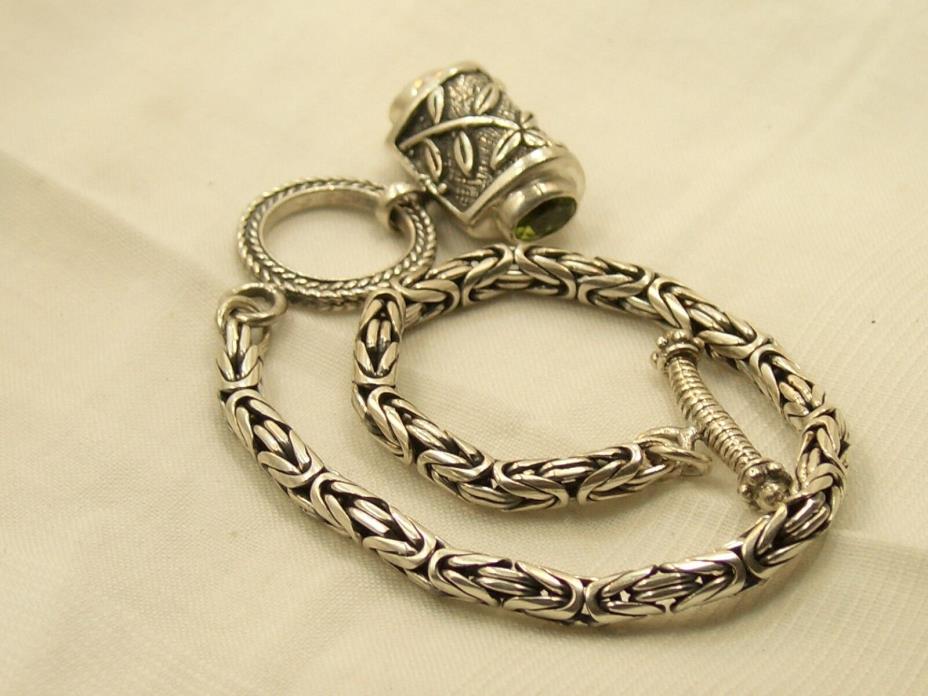 Vintage Sterling Silver  Byzantine Ring & Toggle Style Bracelet Flower Charm