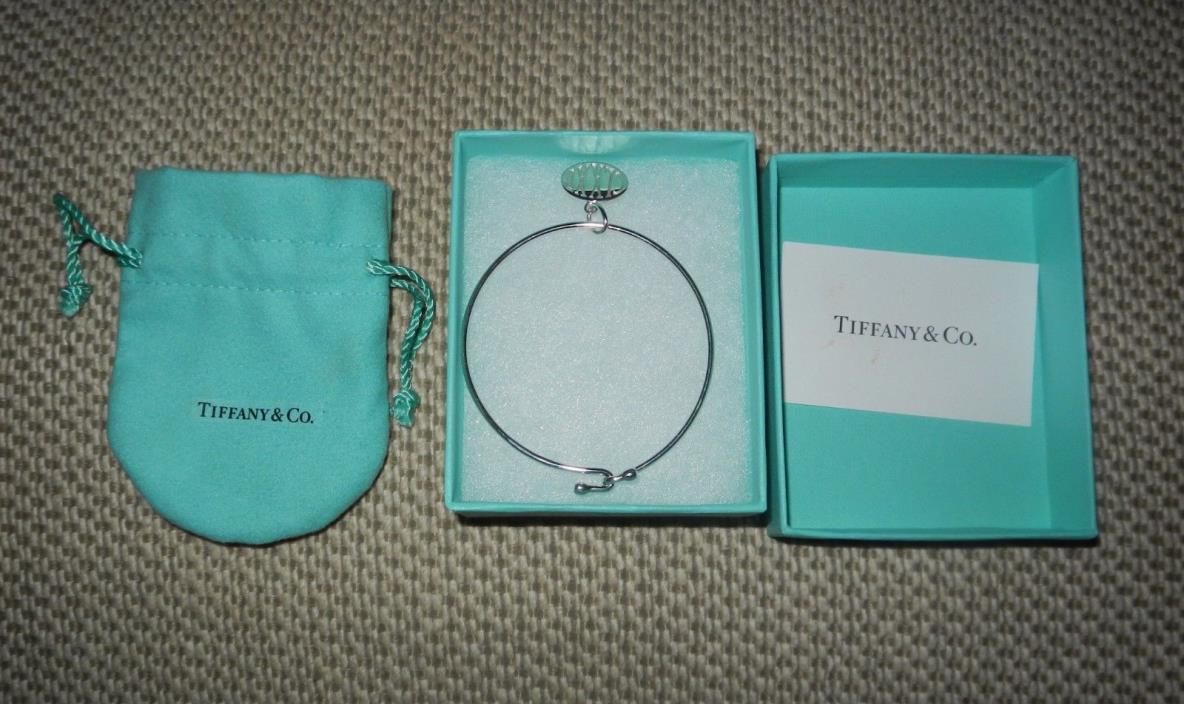 New Tiffany & Co. Sterling Silver Wire Bracelet With Charm + Pouch & Box