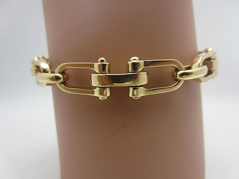 Mens 18k yellow gold shackle link bracelet 45.5 grams 7.5