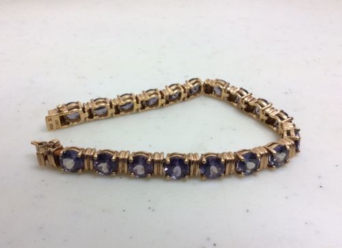 Purple SAPPHIRE Tennis Bracelet Gold Plated Silver 925 Engraved