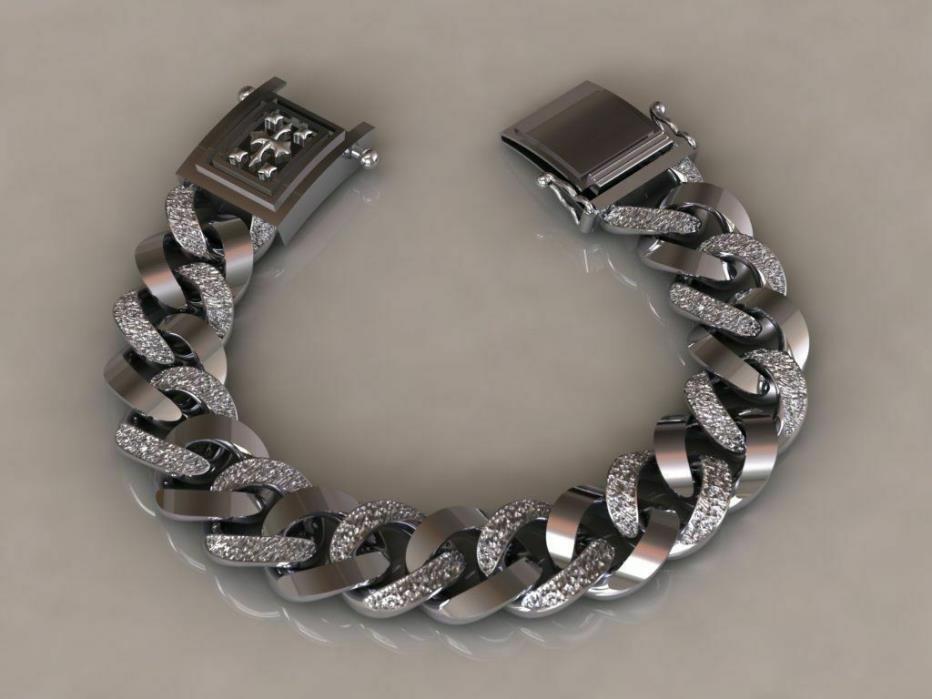 Heavy Chain Men's Biker Bracelet In Oxidized 925 Sterling Silver