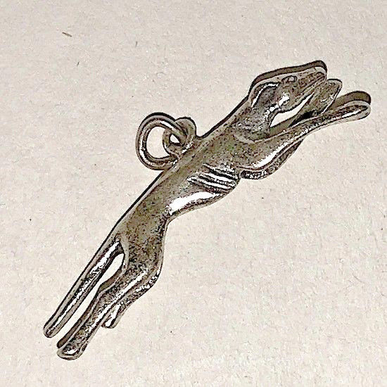 Greyhound Charm Sterling Silver Bracelet Dangle Running Dog Vintage 1970s