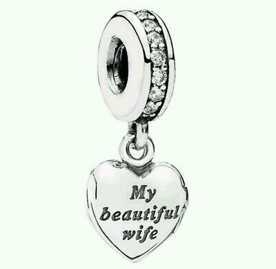authentic pandora   My Beautiful Wife Locket Heart 791524CZ  new 925