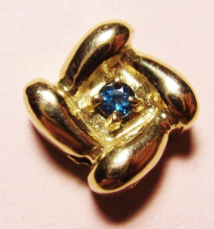 14K SLIDE BRACELET CHARM -SAPPHIRE- BY KLJCI  KLINE  3.0 GR