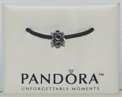 Pandora Sterling Silver Charm with Black Accent Around Charm