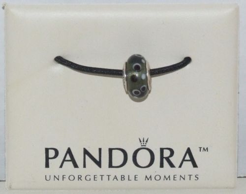 Pandora Sterling Silver & Glass Charm with Black/White Dots