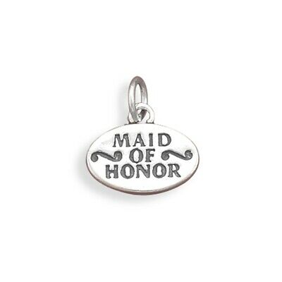 Maid of Honor Charm Sterling Silver, Made in the USA
