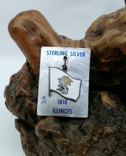 ILLINOIS STATE FLAG CHARM PENDANT .925 STERLING SILVER JEWELRY