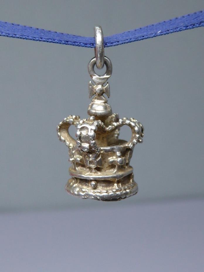 Vintage Sterling Silver Bracelet Charm - Royal Crown