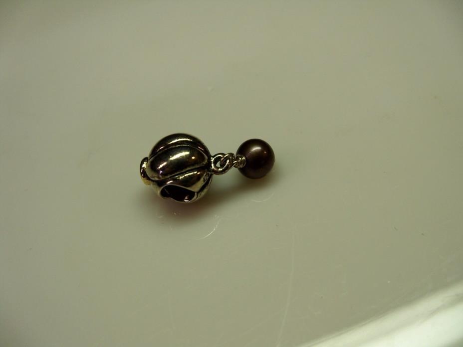 PANDORA Sterling 14K Gold Blooming Brown Pearl Charm 790402BCZ Old Store Stock