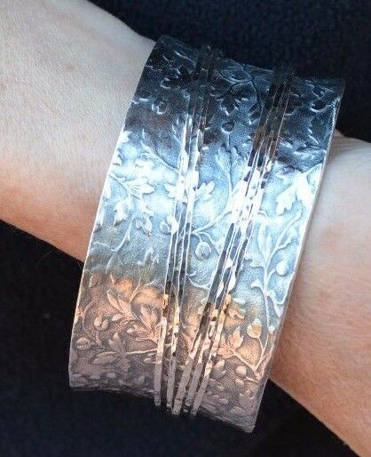 David Tishbi .925 Sterling Silver Falling Leaf Bangle Spinner Bracelet / 100gms