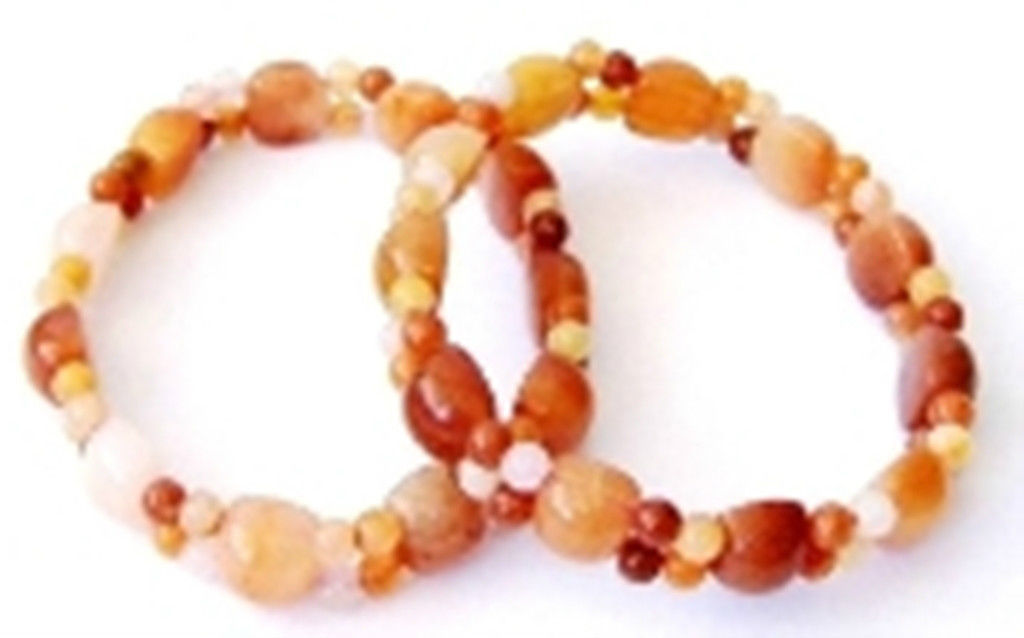 B6 FUN RED AGATE STRETCH BRACELETS SET OF TWO