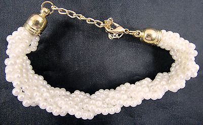 Ladies Handcrafted Beaded Bracelet White Lobster Clasp Adjustable Length Chain